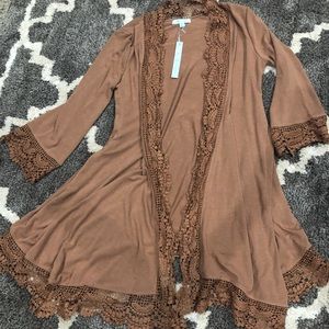 NWT She And Sky Lace Edge Cardigan